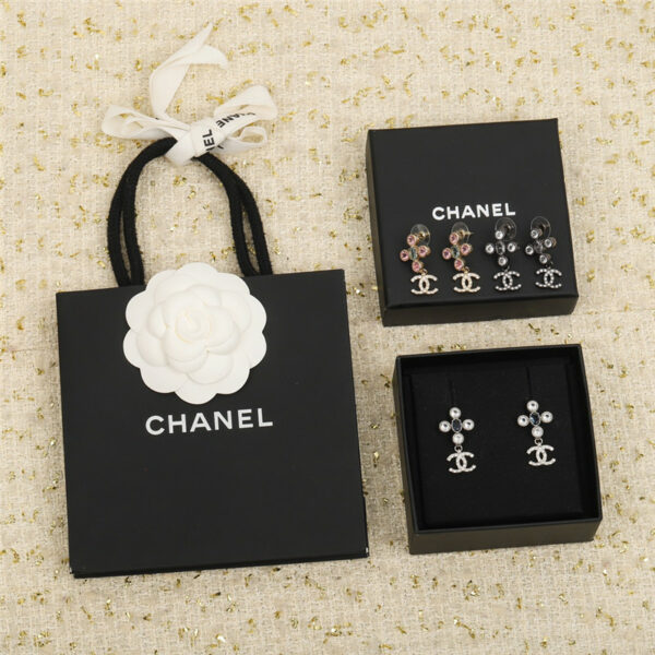 Chanel rhinestone double C earrings