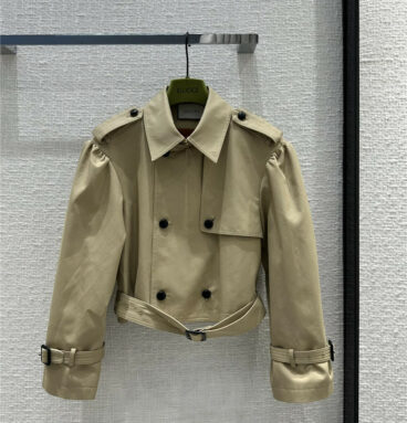 gucci khaki cropped trench coat