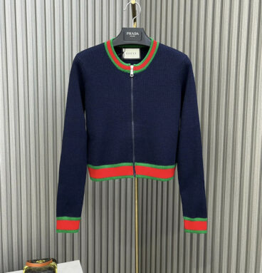 gucci round neck zipped cardigan sweater