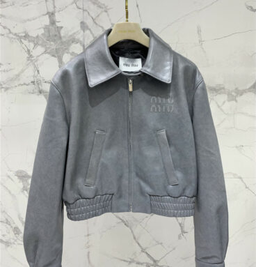 miumiu new gray leather jacket
