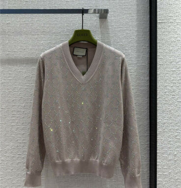 gucci GG crystal knitted wool top