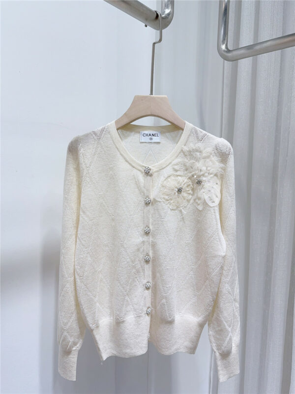 Chanel round neck jacquard long sleeve knitted top