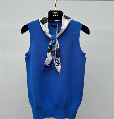 Chanel silk scarf knitted vest