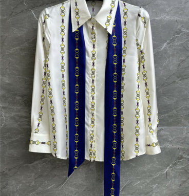 gucci horse yan button silk shirt