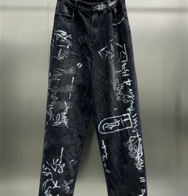 Balenciaga new graffiti denim trousers