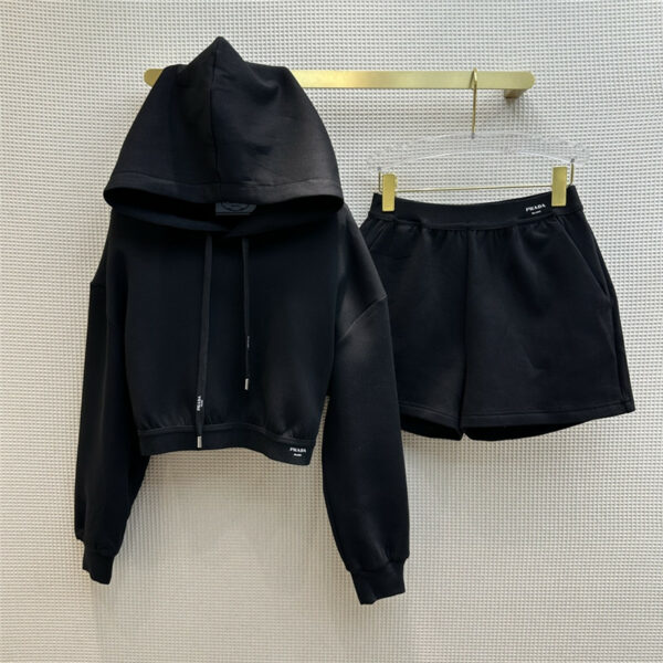 prada space cotton hooded casual suit