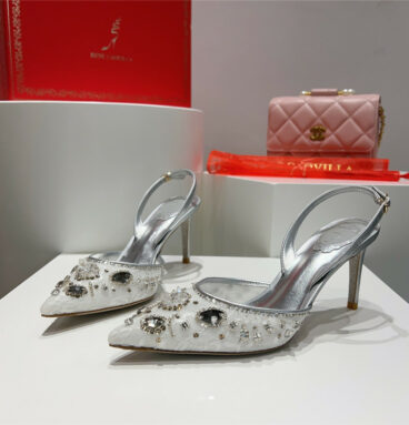 rene caovilla crystal jeweled silk heels
