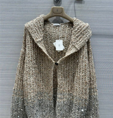 Brunello Cucinelli sequined chain link hooded jacket