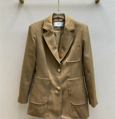 celine brown Arc de Triomphe gold buckle suit jacket