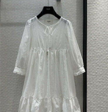 celine pure retro temperament girl white dress
