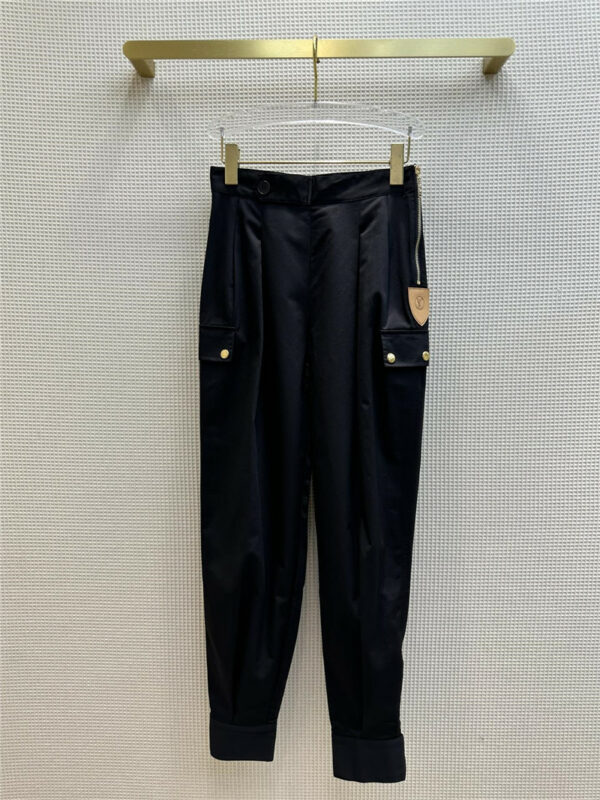 louis vuitton LV waist logo leather patch casual overalls
