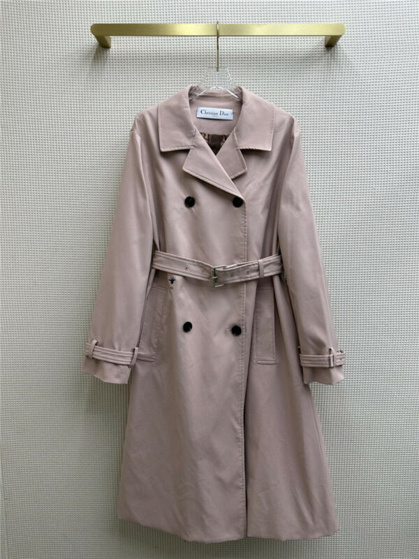 dior pale pink lapel breasted trench coat