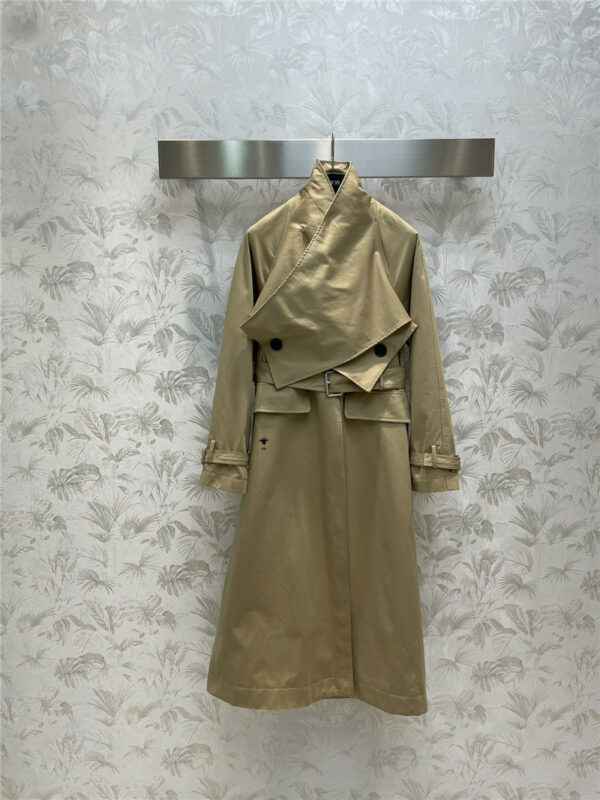 dior cross collar button long trench coat