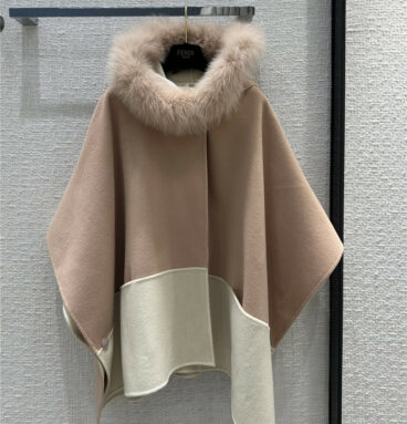 fendi new color matching hooded poncho coat