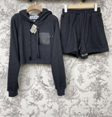 loewe early autumn new hooded sweater shorts suit