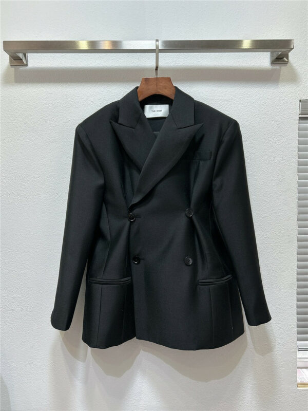 THE ROW Black Double Breasted Blazer