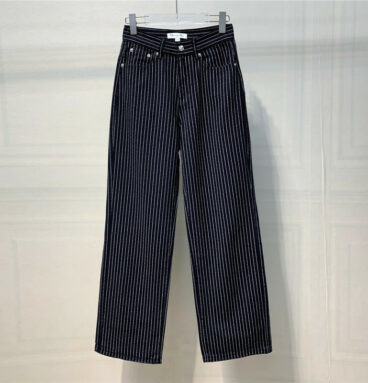 Dior new vertical striped denim trousers