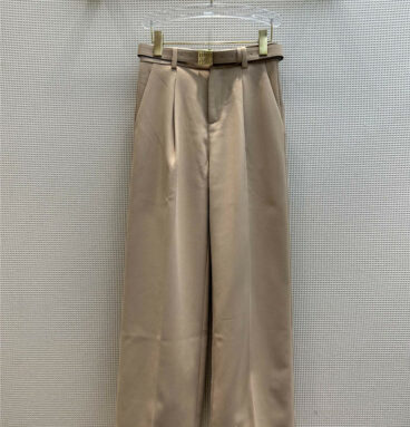 miumiu Metal Buckle Letter Belt Decorated Straight Leg Trousers