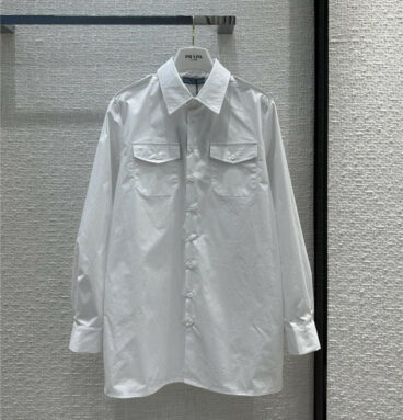 prada military style white shirt with shoulder loops