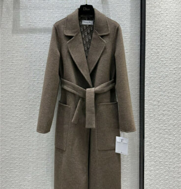 Dior double-faced wool tie round neck wool coat