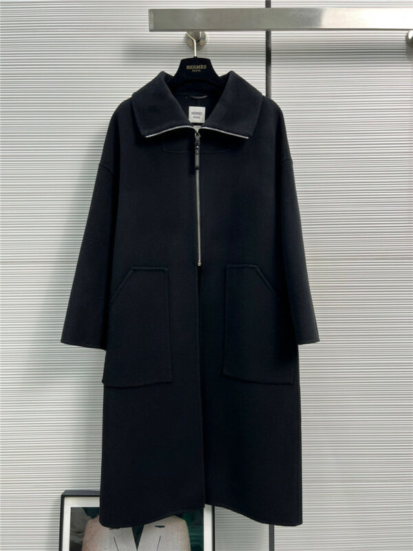 Hermès half-zip reversible cashmere coat