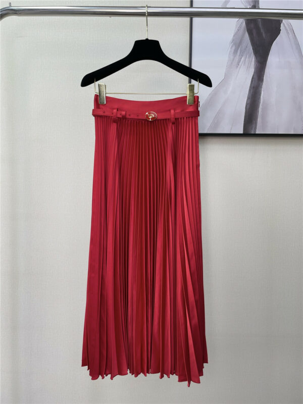 Dior new Chinese red acetate pleated skirt
