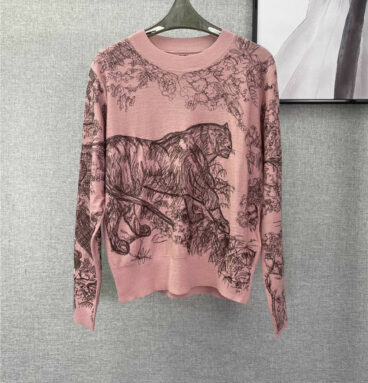 Dior new zoo series round neck pullover top