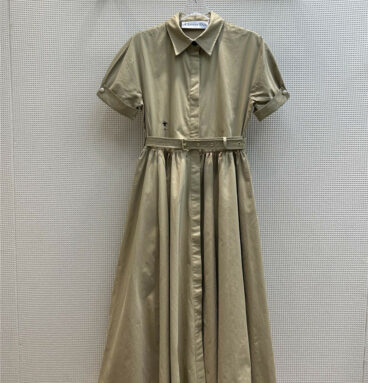 Dior khaki long short sleeve dress