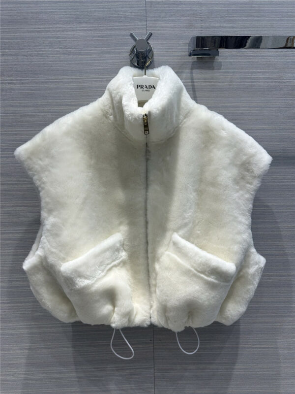 prada short fur vest