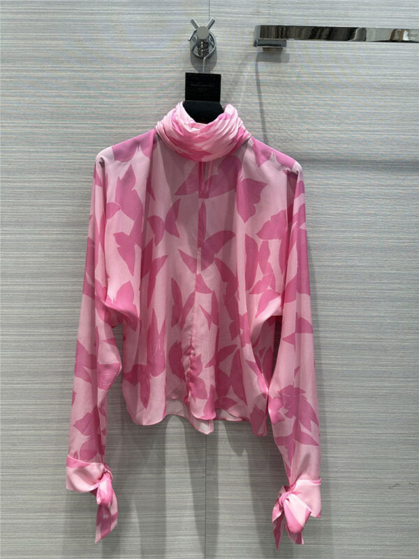 YSL-print breathable silk shirt