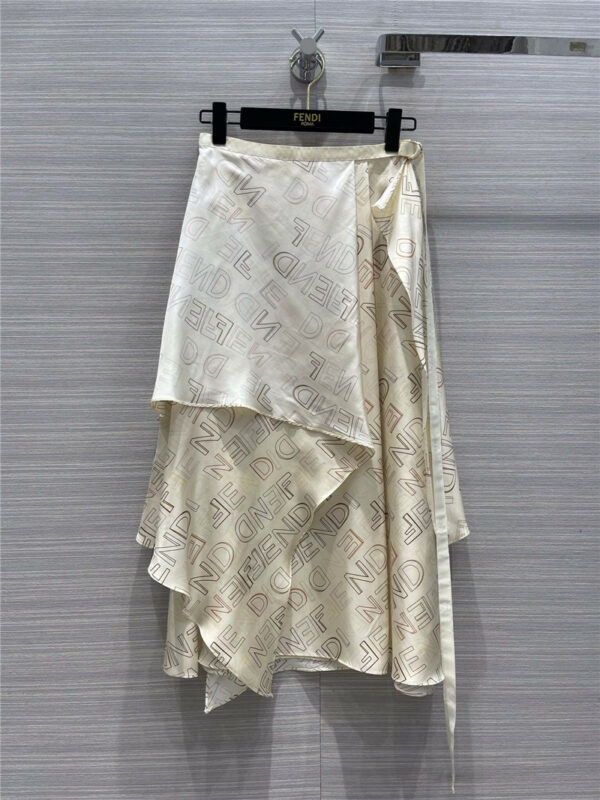 fendi letter print silk skirt