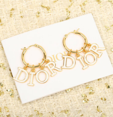dior letter pendant earrings