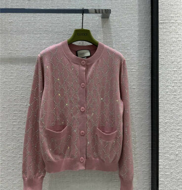 gucci GG crystal round neck knitted cardigan