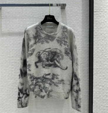 dior jouy jungle animal print cashmere sweater