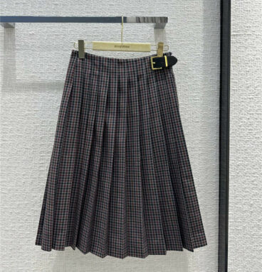 miumiu retro small plaid pleated skirt