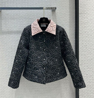 Chanel camellia embroidered cotton jacket