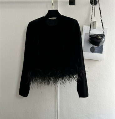 YSL velvet fabric + exquisite ostrich fur top