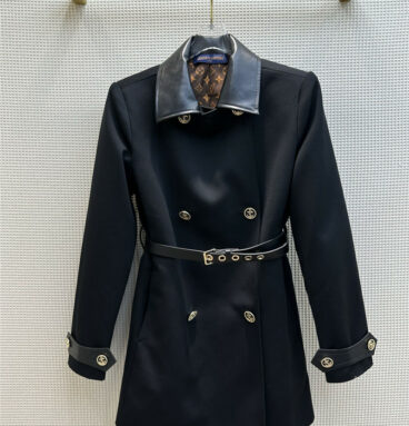 louis vuitton LV double breasted mid length trench coat