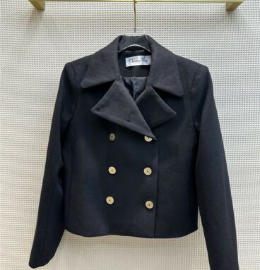 dior lapel double breasted cropped woolen coat