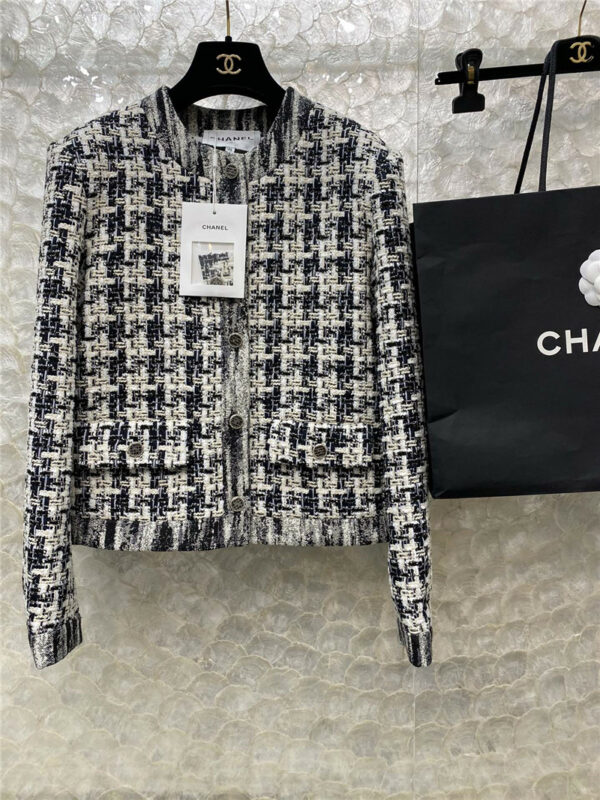 chanel tweed round neck short coat