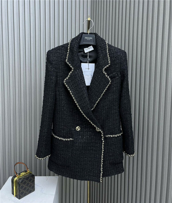 Chanel tweed chain coat
