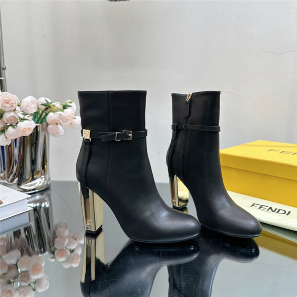 fendi hollow chunky heel ankle boots