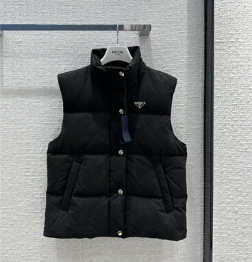prada recycled nylon jacquard down vest