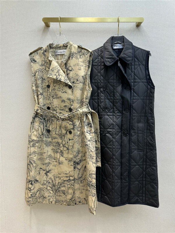 Dior printed vest + lapel vest windbreaker two-piece set