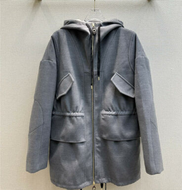 louis vuitton LV woolen hooded drawstring jacket