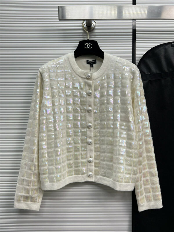 Chanel sequin embroidered cashmere cardigan