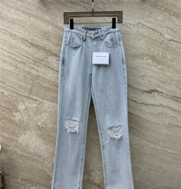 alexander wang early autumn new king ripped denim trousers