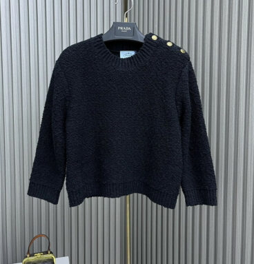 prada wool three quarter sleeve knitted top