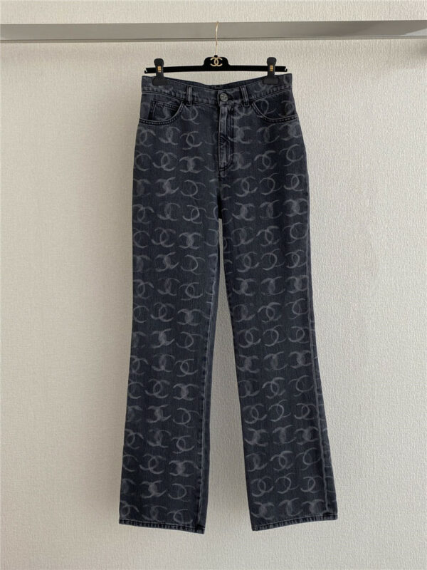 Chanel double C printed straight pants