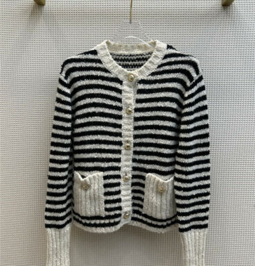 dior striped knitted cardigan sweater